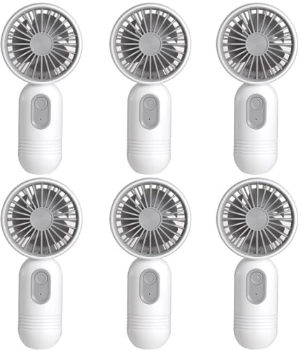 JODNO Mini Portable Fan 6 Pack, Cute Handheld Battery Operated Lightweight Small Personal Fans with 3 Speeds and USB Rechargeable Eyelash Fan for Women Men Office Outdoor Travel Camping