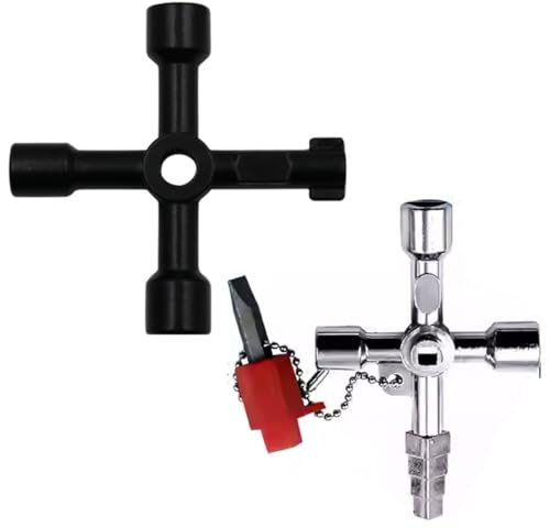 JYNXOR 2 pz chiave triangolare 4 vie universale multifunzione chiave triangolo pattumiera, chiave armadio elettrico, chiave utility per scatole elettriche, gas, acqua, contatori elettrici e armadi