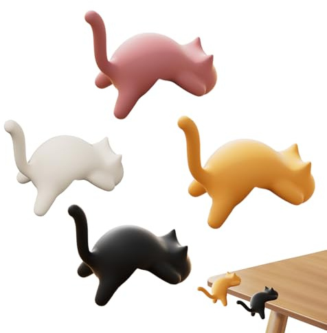 Aohyue 4 Piezas Gancho para Bolso en Forma de Gato, Cuelga Bolsos Mesa Adorable y Práctico, Colgador Bolsos de Mesa Portátil, Soporte para Bolsas, Carteras, Llaves y Paraguas