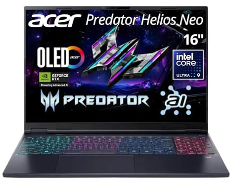 acer Predator Helios Neo PHN16-73-95NT Gaming Laptop | 16 QHD+ OLED 240Hz | Intel Core Ultra 9 275HX | NVIDIA RTX 5070 Ti | 64GB DDR5 | 2TB SSD | WiFi 6E | Retroilluminato RGB | HDMI 2.1 |