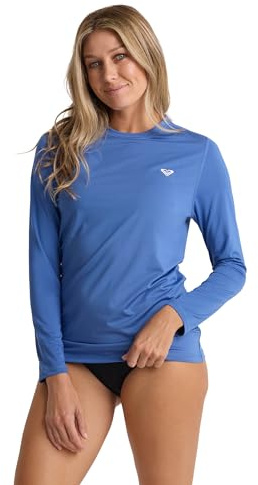 Roxy Women's Long Sleeve Loose Fit Rashguard UPF 50+ Quick-Dry Recycled Swim Shirt, Dutch Blue, Medium