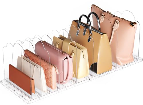 Lifewit 2 Stück Taschen Organizer Schrank mit 8 Trenner für Handtaschen | Verstellbar Handtaschen Aufbewahrung für Tragetaschen Clutch Shirts Bücher, Acryl Taschenständer für Bad Küche, 24,7cm hoch
