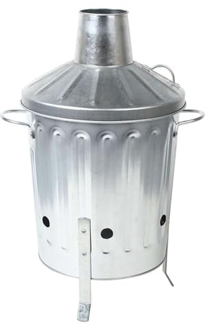 SDMAX Heavy-Duty 15L Galvanized Steel Garden Incinerator Bin, Outdoor Fire Bin for Safe Disposal of Leaves, Wood, Paper, and Garden Waste,15ltr