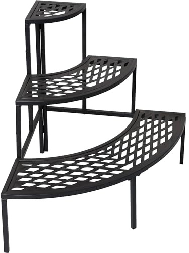 dobar® Blumentreppe 3 Stufig aus Stahl - Eckregal für Pflanzen - Pflanztreppe pulverbeschichtet - Pflanzenständer für Innen- und Außenbereich - 60x60x60 (LxBxH) - Anthrazit | Eckregal für Pflanzen, Pflanztreppe pulverbeschichtet, Pflanzenständer für Innen- und Außenbereich