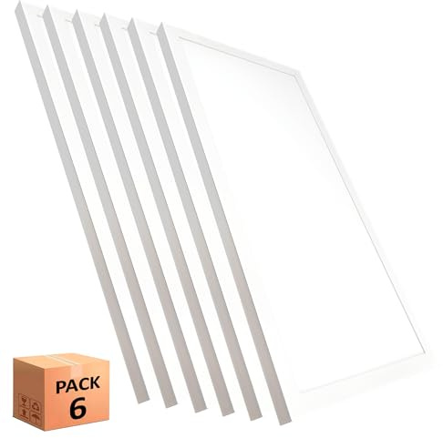 Pack panneau LED 60 x 30 surface 36 W (360 W), 4000 lm, plafonnier carré plafond, puissance réglable, 3CCT lumière sélectionnable, 595 x 295 x 22 mm (6)