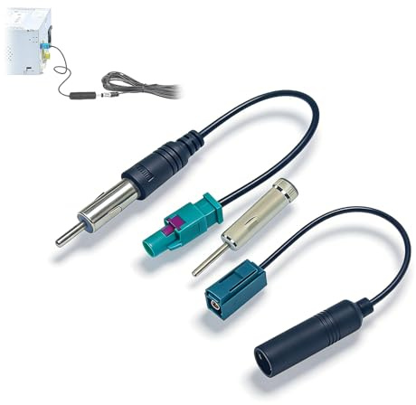 JIXLOUR Adaptateur d’antenne autoradio (Lot de 2), câble d’antenne Fakra vers DIN ISO avec Adaptateur de connecteur Fakra-Z vers connecteur DIN, Compatible avec autoradio stéréo, unité Principale