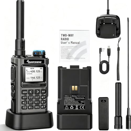 QUANSHENG UV-K1 Walkie Talkie Handheld Ham Radio, 2500mAh High Capacity Battery, 50-600MHz Full Band Receive, Air Band, One-Touch Frequency Matching, Wireless Cloning, NOAA