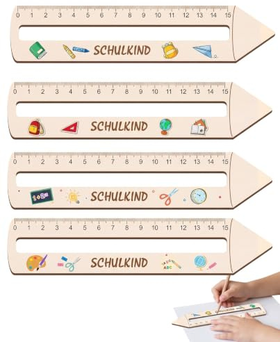FIMWOLZ Lot de 4 Règles de Lecture en Bois en Forme de Crayon, Outil TDAH Enfant, Guide Visuel pour Dyslexie et Dyspraxie, Matériel Scolaire d'Aide à la Concentration