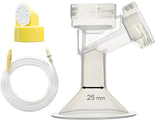 Maymom Breast Pump Kit For Medela Swing Breast Pump. Includes 1 medium size breast shield (similar to Medela Personalfit), 1 valve, 1 membrane, and 1 spare tube for Medela Swing breast pump. Spares: Medela PersonalFit breast shield, Swing valve, membrane and tube. 25mm