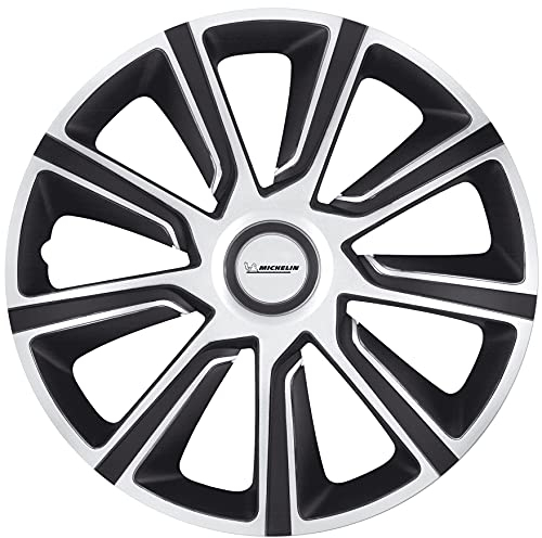 MICHELIN Radkappen 16 Zoll Universal Radzierblenden Louise 4er Set Fürs Auto ABS Kunststoff | Schwarz/Silber