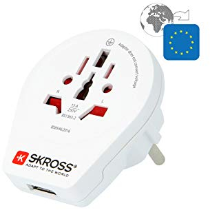 Skross SKAV0004 - Cargador de viaje con USB universal a Europa, color blanco
