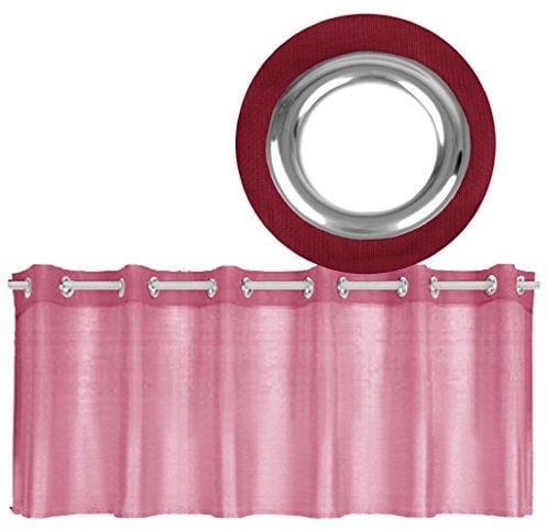 Ösen-Bistrogardine in B160cm x L60cm, transparente Uni Scheibengardine Voile in vielen erhältlich (bordaux - Beere)
