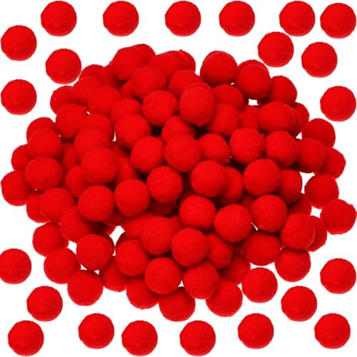Sumind 100 Stücke Pom Poms Weihnachten Fluffy Pompoms Bälle, Rot, 2 cm | Für Dekorationen Kunsthandwerk DIY Basteln, Weihnachtsdekorationen