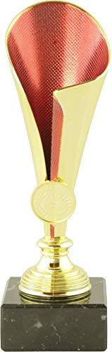 Mini Pokal Award Alabama inkl. hochwertigen Alu-Gravurschild mit Wunschtext (Gold-rot, 20 cm)