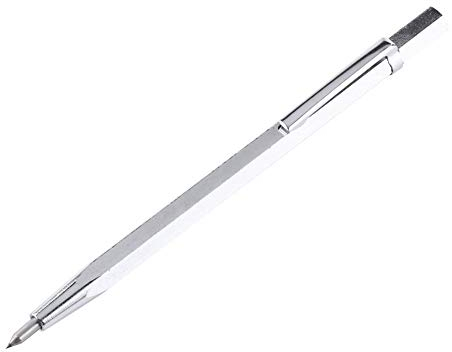 Scriber Pen, 1PC Scriber de Punta de carburo de tungsteno, Pocket Portable Alloy Scriber Engraving Pen Tool Herramientas Generales con Clip para Vidrio, cerámica, Hoja de Metal(Plata)