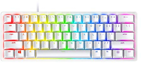 Razer Huntsman Mini Teclado Gaming 60%: interruptores de Teclado más rápidos Nunca – interruptores ópticos de Clic – Iluminación Croma RGB – Teclas PBT – Memoria integrada – Blanco Mercurio