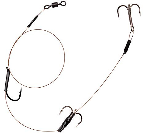 Spro HD Baitfish Rig - Stahlvorfach 7x7 mit Einzelhaken + 2 Drillingen, Länge/Tragkraft/Hakengröße:45cm / 18kg / Gr. 4