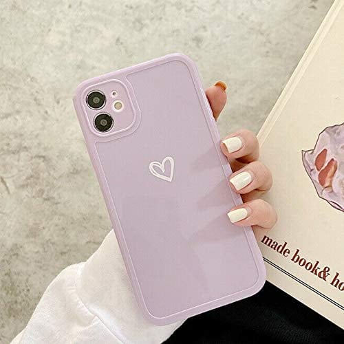 ZTOFERA TPU Case for iPhone 11, Glossy Soft TPU Case with Simple Heart Pattern, Slim Light-wight Protective Bumper Cover for iPhone 11 (6.1) - Purple