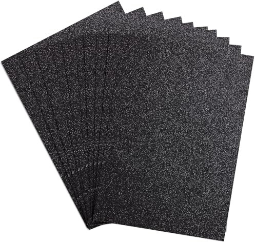 Springboard A4 Black Glitter Card Sheets - 10-Pack 290gsm Non Shed Glitter Cardstock for Card Making - Compatible w/Die-Cutting Machines - Sparkly Craft Supplies