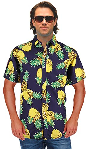 Thetru Hawaii-Hemd für Herren mit Ananas Motiv (M)