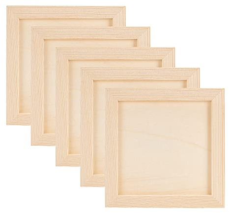 OLYCRAFT 10 STÜCKE Holz Leinwandbretter 14.8x14.8cm Quadratische Handwerk Rahmen Set Naturholz DIY Bilderrahmen Holz Leinwand Panel Boards Für Tabletop Display Und Handwerk DIY Malerei Projekte