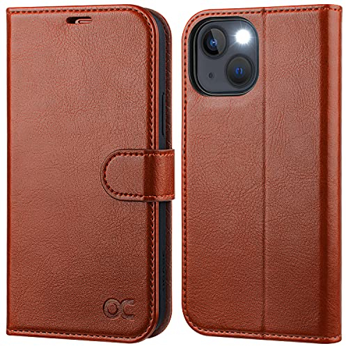 OCASE for iPhone 13 Case, Premium PU Leather iPhone 13 Wallet Case Flip Phone Cover with[TPU Inner Shell][RFID Blocking][Card Holder] for the 6.1 Inch 2021 5G,Brown