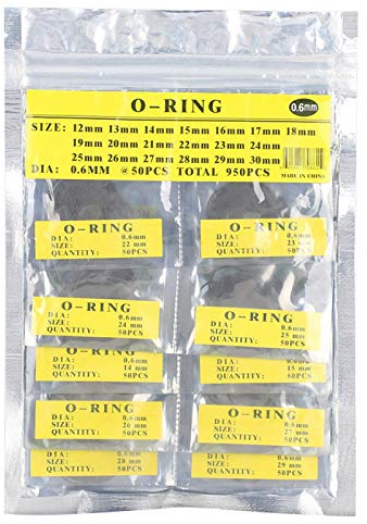 950/Stück Dichtungsringe die Ringstärke 0,6 mm,O-Ring Waterproof ring-Uhrendichtungen,Schwarz Gummi Wasserdicht O Ring