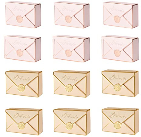 30 Pieces Paper Bags Gift Box, Wedding Favour Boxes, Candy Pape Box, mit Imitiertem Siegeldesign, für Hochzeitsempfänge, Geburtstagsfeiern, Partygeschenke (Rosa, Gold)