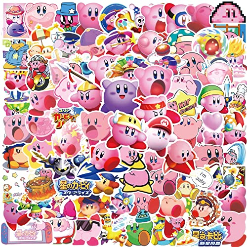 100 Stück Stern Kirby Aufkleber Wopin Cortoon Game Aufkleber wasserdicht dekorative Graffiti Aufkleber für Koffer Skateboard Laptop Gepäck Kühlschrank Auto DIY Aufkleber,Kid/Teen Gift