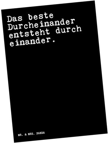 Mr. & Mrs. Panda Fotokarte Das beste Durcheinander entsteht... - Geschenk, Postkarte, Freundin, Freund, Chaos, Liebe, Ansichtskarten, Valentinstag, Ansichtskarte, Kunstkarten, Postkarten, Sprüche