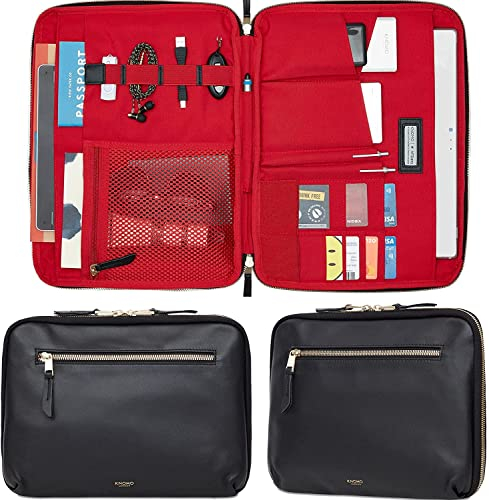 Knomo 11 Zoll Leder Tablet Organizer für Elektronik-Zubehör Laptophülle Laptoptasche