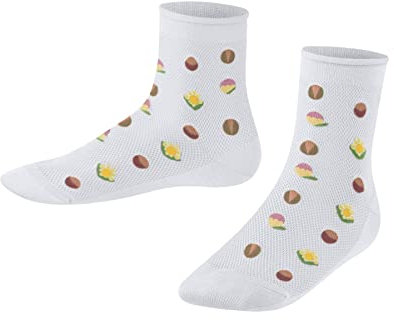 FALKE Unisex Kinder Socken Dotted Flower K SSO Lyocell gemustert 1 Paar, Weiß (White 2000), 39-42