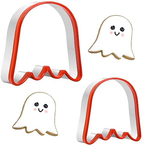 2 Teiliges Halloween- Geister Ausstechformen Set, Klein und Groß, mit Weichem PVC-Rand, Halloween Ausstecher zum Backen
