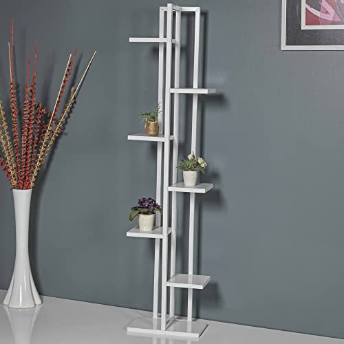 [en.casa] Blumenständer Somero 7 Ebenen Blumenregal 150 x 34 x 21 cm Pflanzenständer Indoor Pflanzenregal Wohnzimmer Weiß