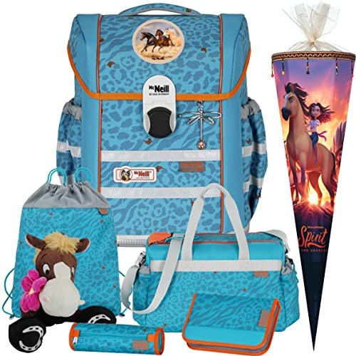 ORANGE - Pferd - McNeill Ergo MAC mit McAddy Schulranzen-Set 8tlg. mit SCHULTÜTE und Sporttasche - PATCHIE und PLÜSCHPFERD GRATIS DAZU