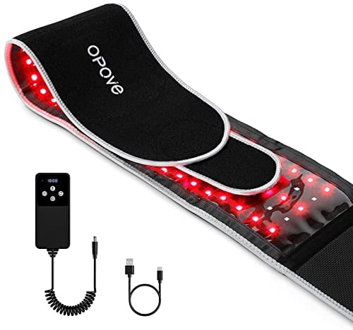 Opove Rotlichtlampe Infrarotlampe Gürtel, Schnurloses Rückenheizkissen mit Rotlicht Wärmelampe, Rückenschmerzen lindern, tragbar, 660nm & 880nm LED Rotlicht für Knie, Nacken, R2