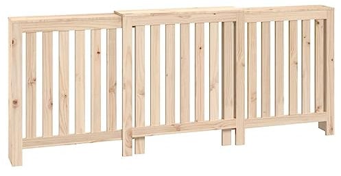 vidaXL Radiator Cover in Brown, Modern Slat Design, Additional Shelf Space with Solid Wood Pine Construction – 210x21x85 cm