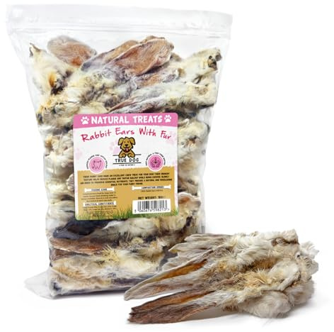 True Dog Rabbit Ears with Fur 1kg (75-85 Ears) | Premium Hypoallergenic Dog Chew Treat for Puppy, Adult & Senior, 100% Natural, Grain & Gluten Free Treat