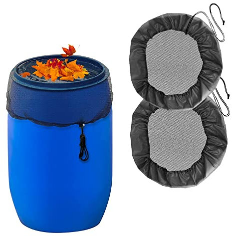 Regentonnen Netz, Abdeckung für Regentonne rund Ø 80/95/100cm Verstellbares Regentonnennetz mit Zugband,Schutznetz Regentonne für Mücken,Mosquitos, Laub und Unkraut, Kleintiere (2, Ø 100 cm)
