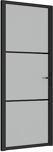 vidaXL Puerta Interior Corredera Entrada Corrediza Deslizante Cuarto de Baño Sala de Estar Salón Habitación de Vidrio y Aluminio Negro Mate
