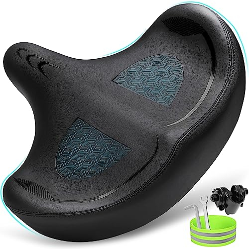 CDYWD Übergroßer Fahrradsattel Herren Damen Bequem, Extra Breit Weich Schaum Gepolstert Fahrradsitz Ergonomisch, Universal Fahrrad Sattel für Mountainbike, Cityrad, Ebike, Heimtrainer