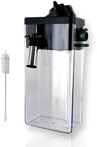 DEKAROX Milchkanne mit Deckel + Reinigungsbürste für DeLonghi 5513296641 für Kaffeemaschine Kaffeevollautomat wie ECAM 23 24 25 350 352