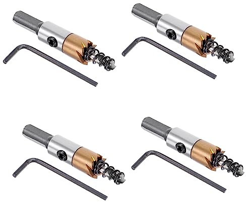 Kozelo 4 Stück Lochsägen - [12mm] HSS (High-Speed-Stahl) 4341 Bohrer Lochschneider für Edelstahl, Aluminium, Metall, Holz, Kunststoff, Titanbeschichtet, Dreieckiger Schaft