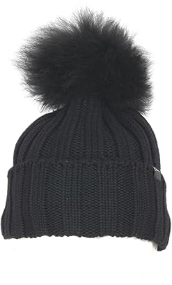 WOOLRICH Damenhut aus Wolle mit Bommel aus Kaschmir CFWWAC0163FRUF0428 Schwarz, Siehe Foto, S