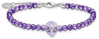 THOMAS SABO Armband Beads mit Alienkopf und violetter Kaltemaille Silber 925 Sterlingsilber, Kaltemail