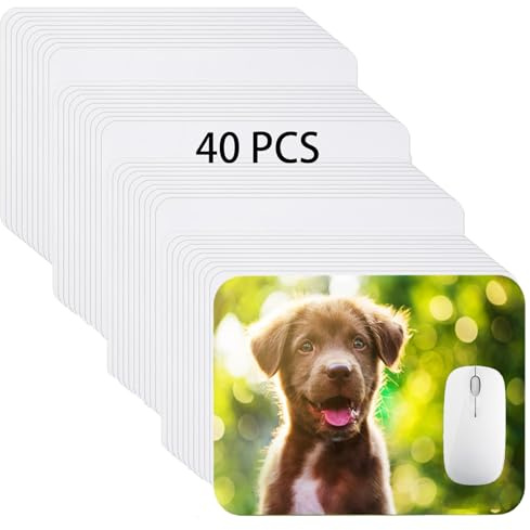 Nicunom 40 Pcs Sublimation Mouse Pad Blanks, 22 x 18 x 0.3cm Heat Press Printing Crafts Mousepads DIY Custom Mouse Pads Anti-Slip Rubber Mouse Mat for Office Laptop Computer Gaming
