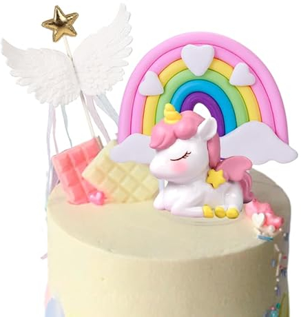 3 Pcs Las Decorativas de Estrella de Unicornio Pastel Pastel Cumpleaños de Nube Decoración de Tarta Arcoíris Infantil Topper Tarta Cumpleaños se Puede Utilizar Para Decoración de Pasteles