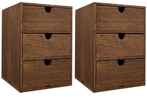PRETYZOOM Wooden Desktop Storage Box with Drawers 3-Tier Sorting Box Multi-Layer Wood Storage Drawers for Office Bedroom Study Kitchen Table 9.84 X 14.17 X 7.09 in