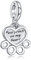 Rimgoris Argento 925 Charm per donna Bracciali Collana Charm penzolante con cuore d'amore a forma di zampa d'orso
