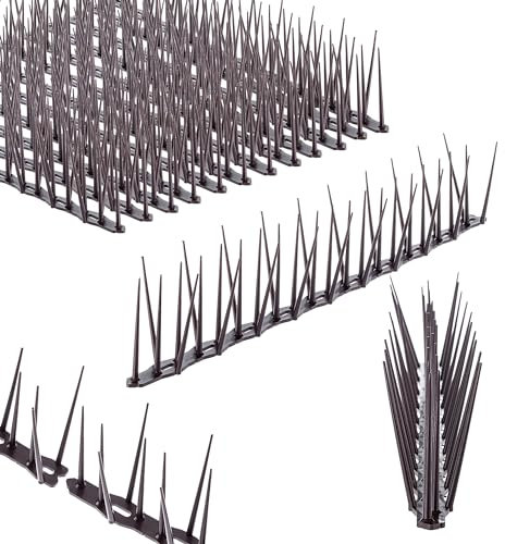 KADAX Lot de 12 pigeons anti-oiseaux en plastique pour balcon, fenêtre, toit, jardin, répulsif contre les oiseaux, protection contre les pigeons, marron